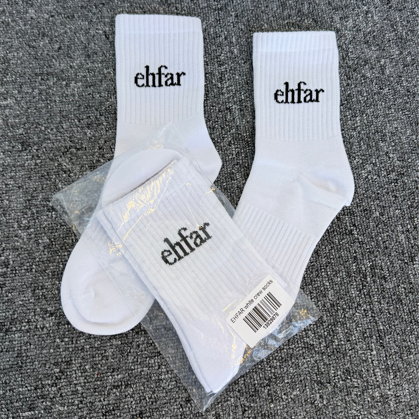 EHFAR white crew socks
